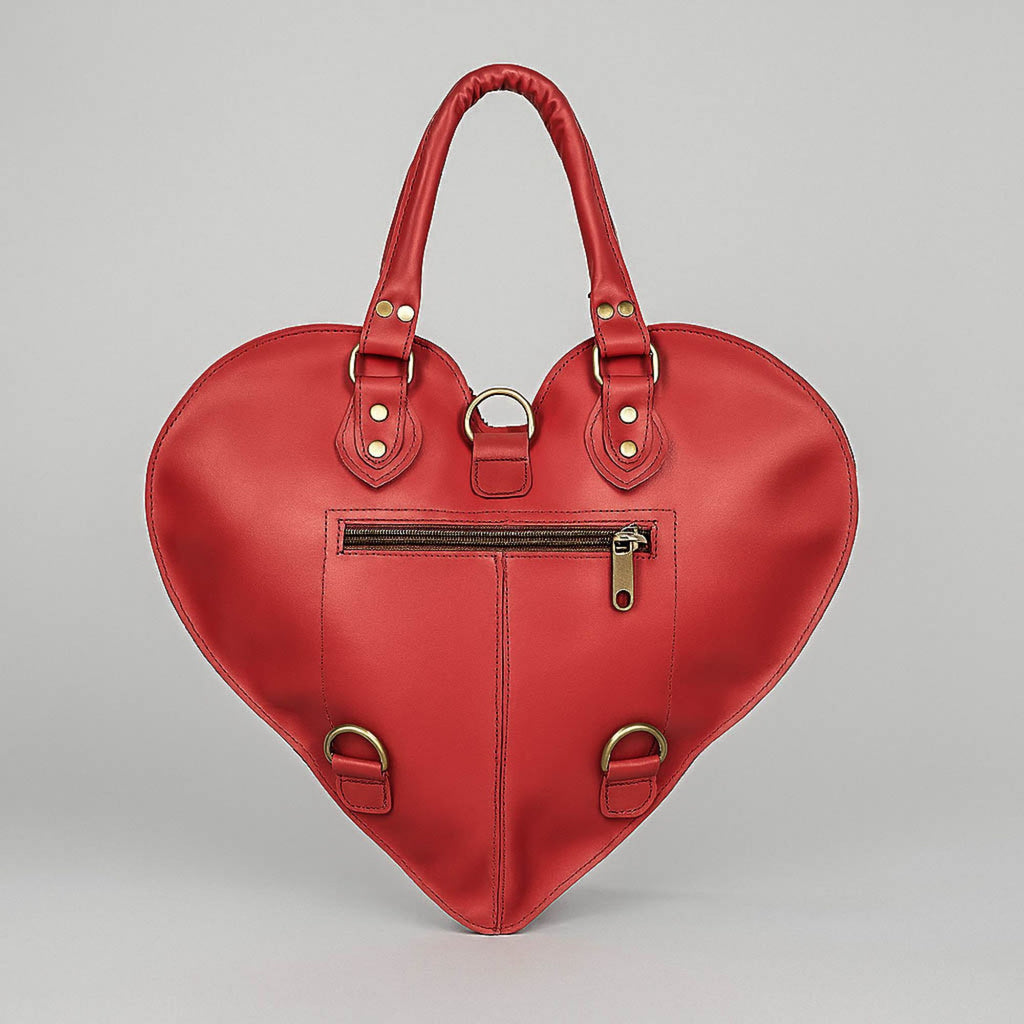 Pink Heart Leather Convertible Backpack