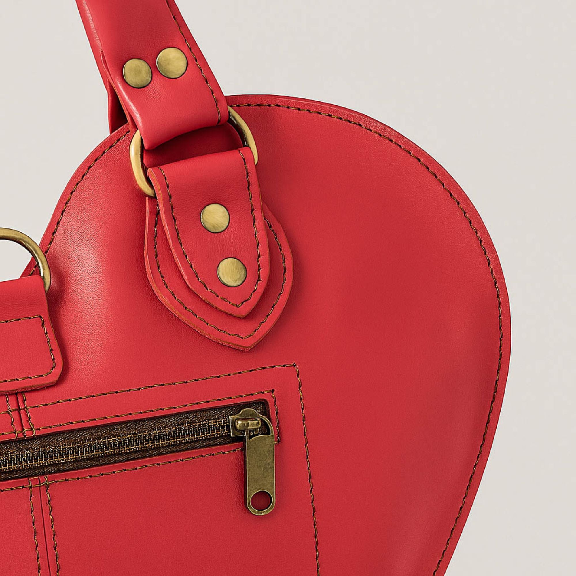 Pink Heart Leather Convertible Backpack