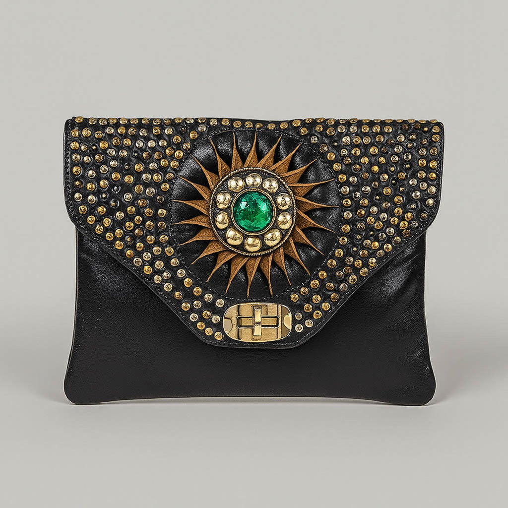 Envelope leather clutch