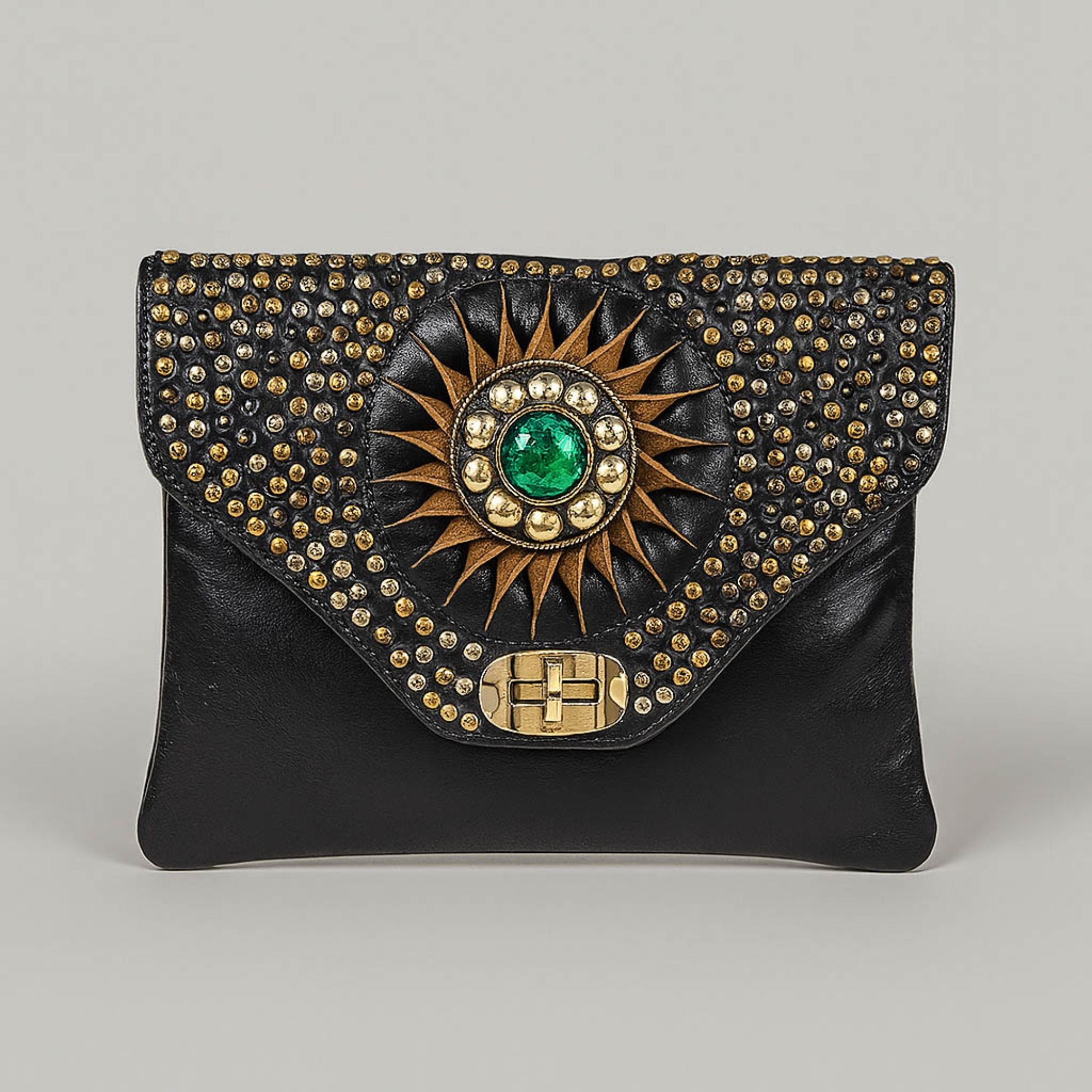 Envelope leather clutch
