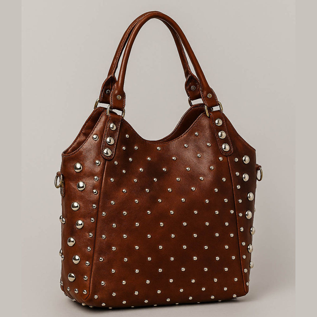 leather handbag with studs