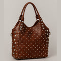 leather handbag with studs