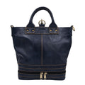 Leather Bucket Bag | Navy Blue