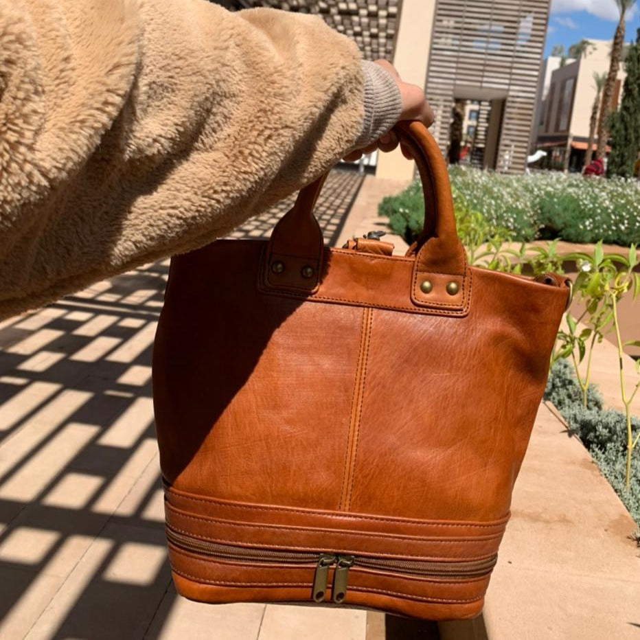 Light Brown camel Bucket Bag  medium size