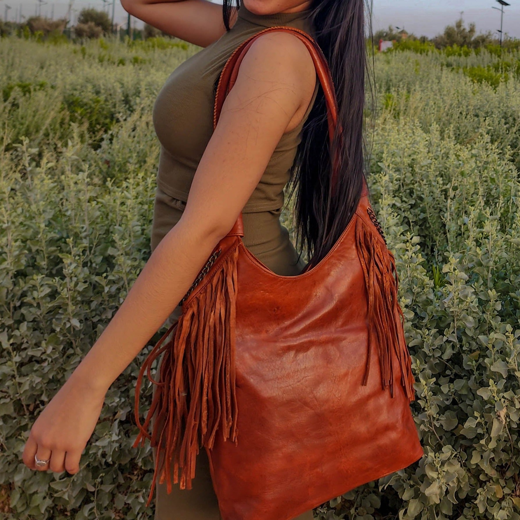 Boho Fringe Leather Bag