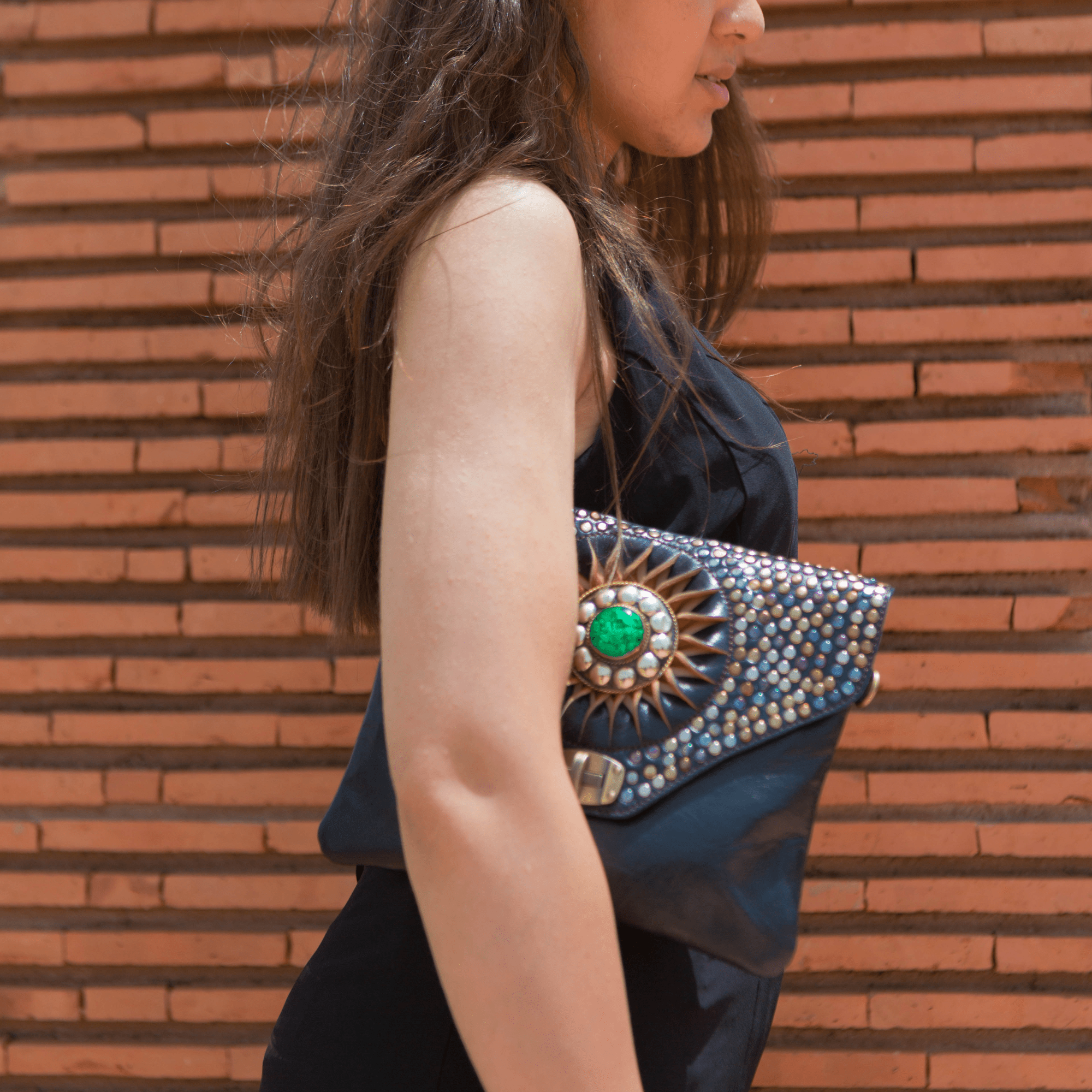 Envelope leather clutch