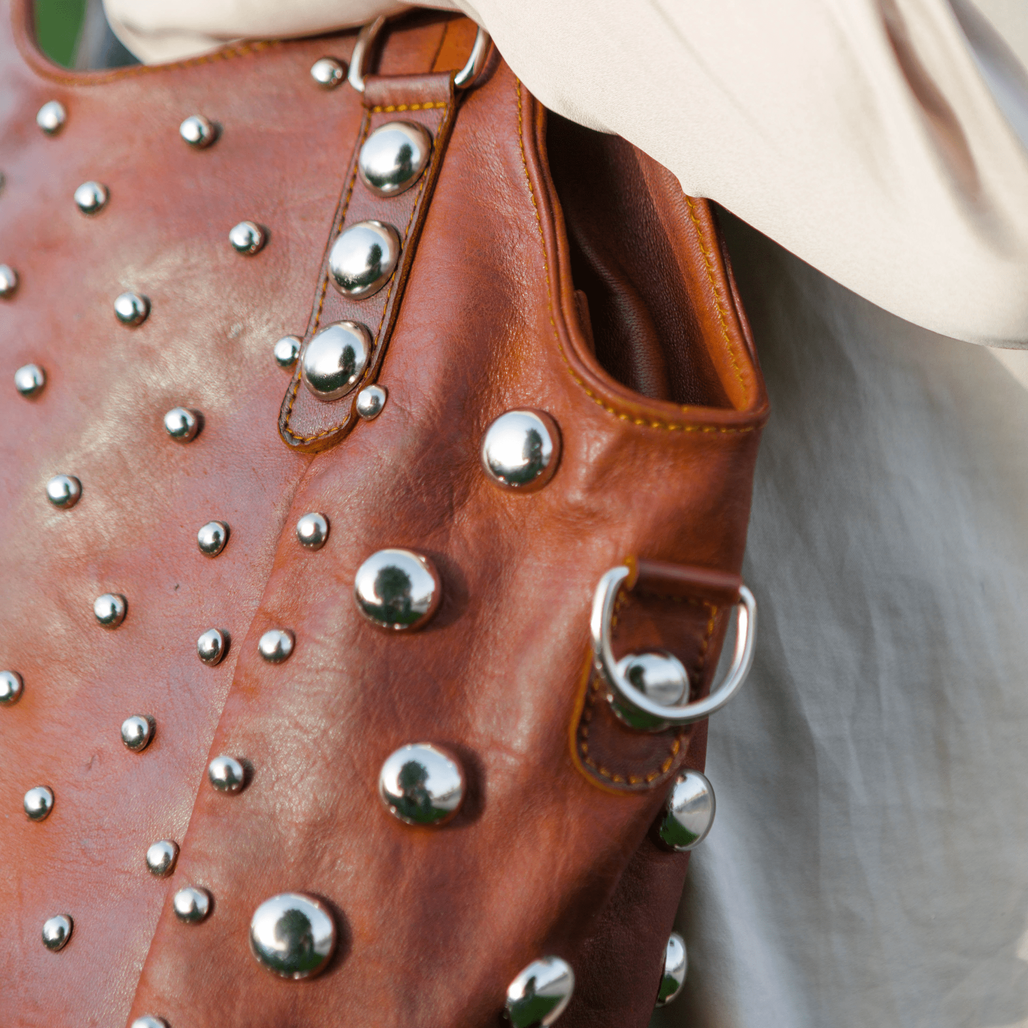 leather handbag with studs